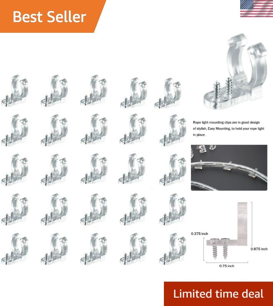 Durable LED Rope Light Clips Set: 50 PVC Clips & 100 Screws for Easy Mounting