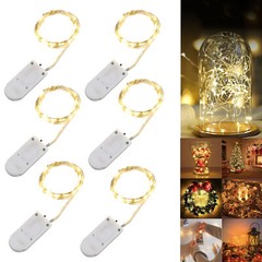 6PCS 20 LEDs Copper Wire String Fairy Lights Battery Operated Mini LED 6.6ft