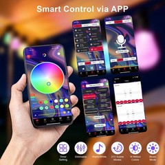 Outdoor String Lights 118FT Smart Patio with 59ft, ‎RGBIC+Warm White