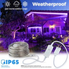 Purple 8-Mode LED Outdoor Waterproof Rope Light 10′ 25′ 50′ 100′ 150′ 300′ ft