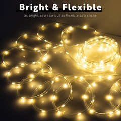 20ft Warm White Rope Light – 8 Modes, Waterproof Outdoor Accent Lighting with…