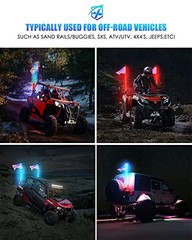 4FT Spiral RGB LED Whip Lights, 360° 1PC4FT w/Remote Control & Rocker Switch