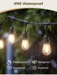 49Ft LED Outdoor String Lights Waterproof IP65,App Control,Compatible with Alexa