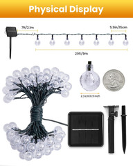 Solar String Lights Outdoor 60 LED 36FT with 8 Lighting Modes, Waterproof Solar