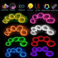 Flexible Neon LED Light Glow EL Wire String Strip Rope Tube Christmas 5 by 1M