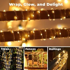 20ft Warm White LED Rope Light – 8 Modes, Waterproof Outdoor Accent Lighting …