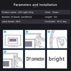 Super Bright Daylight White 2835 SMD 300 Led Light Strip 12V IP67 waterproof 5M