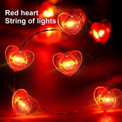 red 50-16-Foot Heart-Shaped Light, USB Plug and Battery-Powered Indoor and Ou…