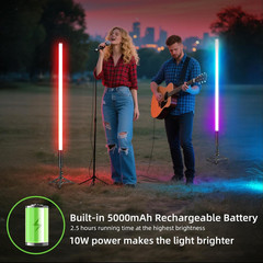 4Pack RGB Tube Light Bar with Stand, 5000Mah Battery Powered LED Video Light Wan