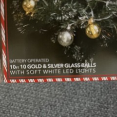 LED Ball Garland Holiday Mercury Glass Look 10 Wreath String Lights Decor New