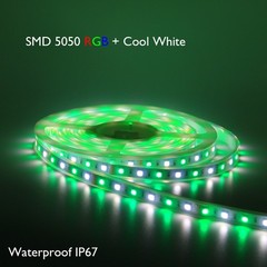 Bluetooth RGB+W 60M 50M 40M 30M 20M 10M RGBW LED Strip Light Waterproof 12V PSU