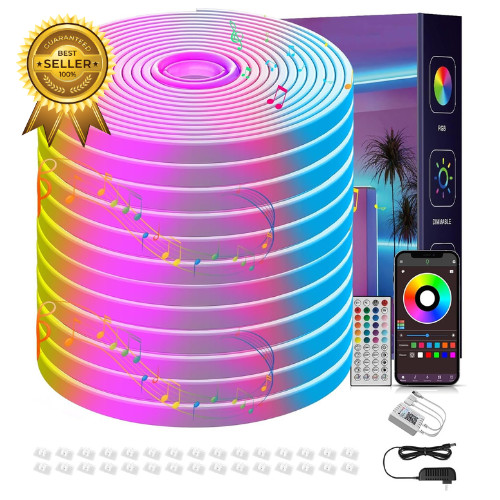 50FT RGB Neon Rope Lights, Outdoor Led Strip Lights Waterproof IP67 with Remote