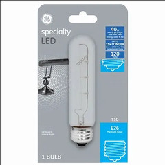 GE LED4T10/E26-OT1 LED Bulb, T10, Soft White, Clear, Non-Dimmable, 450 Lumens,