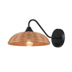 Globe Electric Plug-in Or Hardwire Wall Sconce, Matte Black, Paper Twine Shade