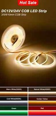 12V 24V RA90 Flexible High Bright Tape LED COB Strip 3mm 5mm 8mm 10mm Light Bar