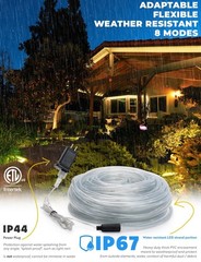 20ft Warm White LED Rope Light – 8 Modes, Waterproof Outdoor Accent Lighting …
