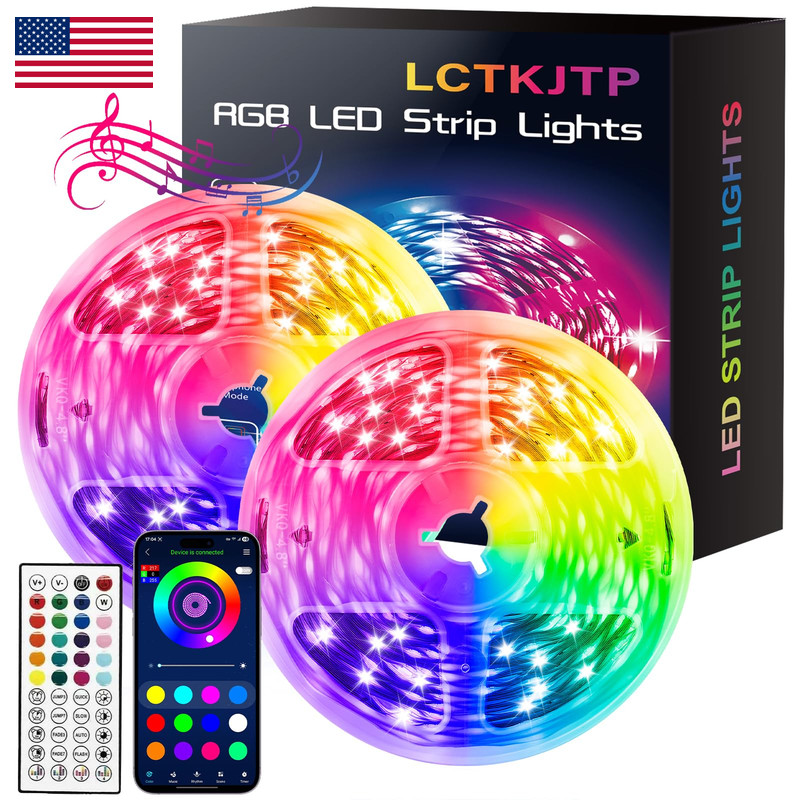 Lctkjtp Led Strip Lightsrgb Music Sync Color Changing Led Lights Smart App