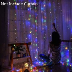 300-LED Curtain Light for Bedroom Wall Plug in Window Hanging Fairy String Light
