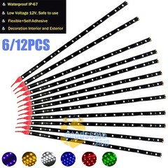 6PCS 12V 12″ 1FT Waterproof LED Strip Light For Motors Car Truck Boat Flexible