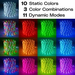 12-Mode, 10 Multi-Color Changing Rope Light, Outdoor Lighting, 25ft, 50ft, 100ft