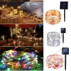 100/200 LED Solar Fairy String Light Copper Wire Outdoor Waterproof Garden Decor