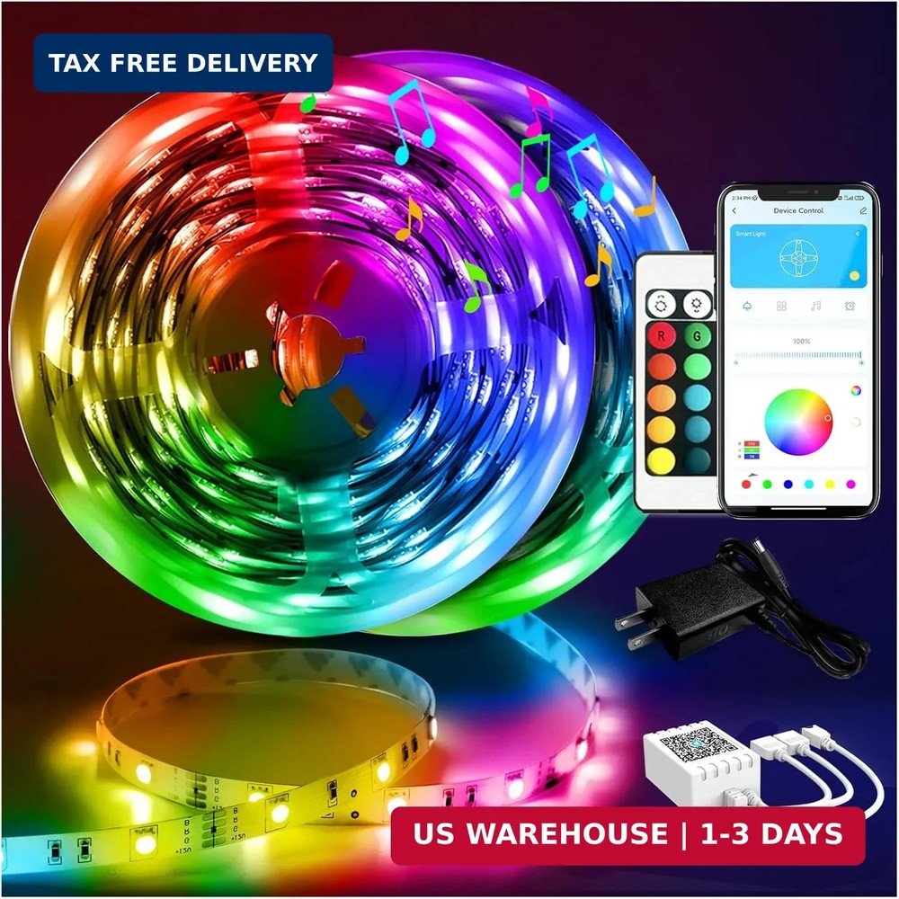 DAYBETTER Led Strip Lights 100 ft Smart with App Remote Control, 5050 RGB for Be