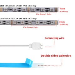 DC12V 24V 3535 RGB LED stirp 120LEDs/m RGB Flexible led Tape 1-5M non-waterproof