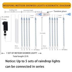 Outdoor Meteor Shower Christmas Lights 192 LED Falling Rain Drops