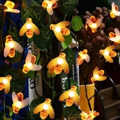 50 LED Solar Powered Bee String Lights Outdoor Yard Garden Decor Waterproof Lamp
