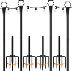 4 Pack String Light Poles for Outside, 10Ft Light Poles for Outdoor String Light