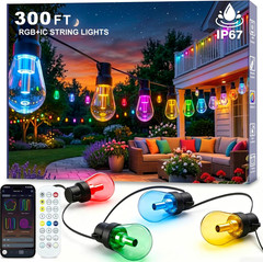 Outdoor String Lights, 150FT RGB+IC outside Light Dimmable Shatterproof LED Bulb
