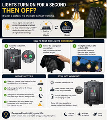 100FT Solar String Lights Outdoor, IP65 Waterproof Shatterproof LED Bulbs, Solar