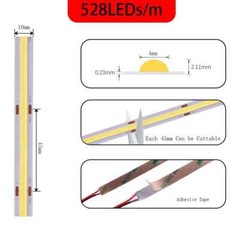COB LED Strip Light High Density Flexible COB 480/528LEDs/m Lights Tape Dimmable
