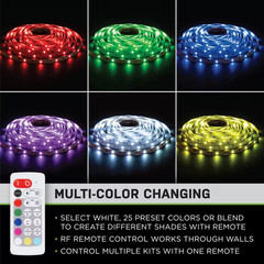 16 Ft. LED White and RGB Tape Light Kit- under Cabinet Light