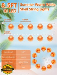 SUNSGNE 8.5ft Seashell String Lights