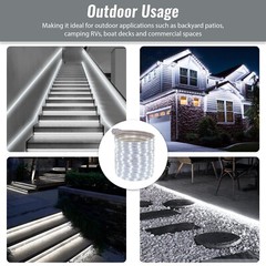 Cool White 16-Mode LED Strip Light, Outdoor Waterproof Connectable Lighting