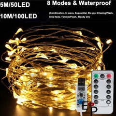 USB Plug Twinkle LED String Fairy Lights Copper Wire With Remote 50 100 200 LED