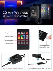 Waterproof 5M 5050 RGB 300 LED Strip Light Black PCB + 20Key IR Music Controller