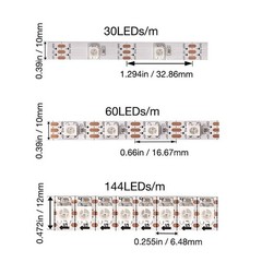 ADRESUNO WS2812B LED Strip Individual 3.2FT 144LEDS Non-Waterproof, Black PCB