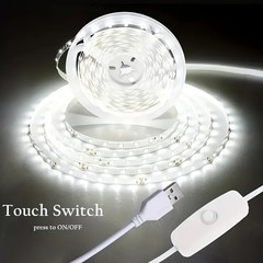 5V USB Powered Cool White LED Light Strip with On/Off Switch Button