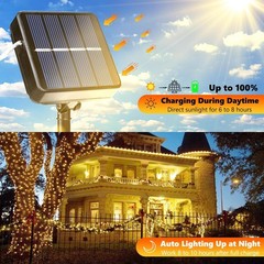 100/200 LED Solar Fairy String Light Copper Wire Outdoor Waterproof Garden Decor