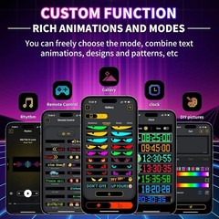 1PCS LED Eyes for Car Windshield 23.4″x4.7″, Programmable Animated Black