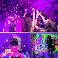 50 Foot Black Light Strips & Remote, Dimmable Flexible Blackights Strip Lights f