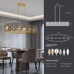 Modern Champagne Gold Oval Crystal ceiling chandelier Luxury Home Decor Light