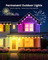 200FT RGB+IC Outdoor String Lights, 24V Waterproof Roof & Eaves Lighting, App &