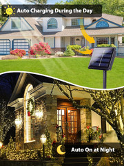Outdoor Solar String Lights 200 LED 66FT Warm White with 8 Modes, IP65 Waterproo