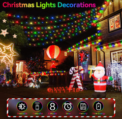 Guirnalda navideña 1000 LED 120 m multicolor con 8 modos y control remoto, Nuevo