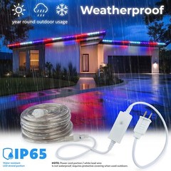 USA RWB 8-Mode LED Outdoor Waterproof Rope Light 10′ 25′ 50′ 100′ 150′ 300’ft