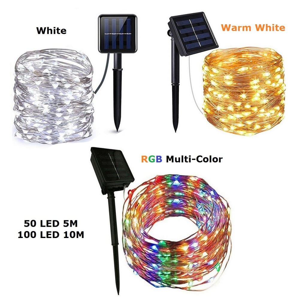 Solar String Lights LED Outdoor Waterproof Copper Wire Xmas Party Decor Garden