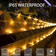 66FT 200LEDS Solar Outdoor Rope light 8 Modes for Camping Party Patio Decoration